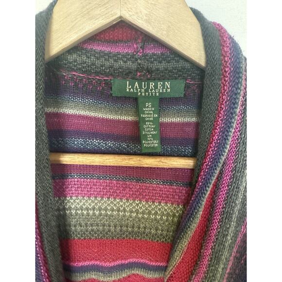 Ralph Lauren Womens Linen Knit Striped Open Cardigan Size S Western Preppy Aztec - Picture 2 of 14